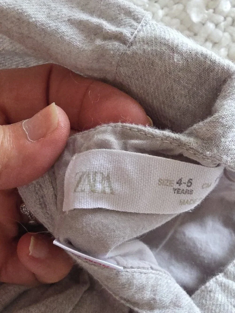 Zara Light Grey girl boho dress 4-5 years, Cotton